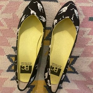 Vintage BC Footwear cat-print vegan wedge heels